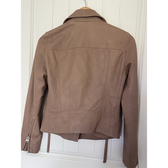 AllSaints Dalby Lamb Leather Biker Jacket Size US 4 UK8 $529 Moonlight Pink Rare - Picture 5 of 14